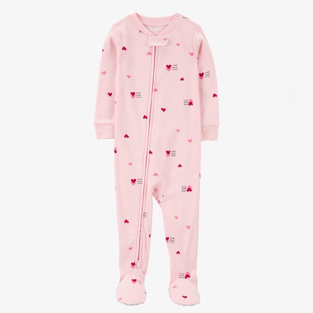 NWT Baby Heart Print Valentine's Day Cotton 1-Piece Pajamas